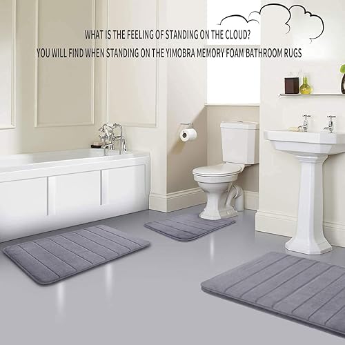 Miniatura 7 de Yimobra Tapete de baño de espuma viscoelástica, tamaño grande, 31.5 x 19.8 pulgadas, suave y cómodo, súper absorción de agua, antideslizante,
