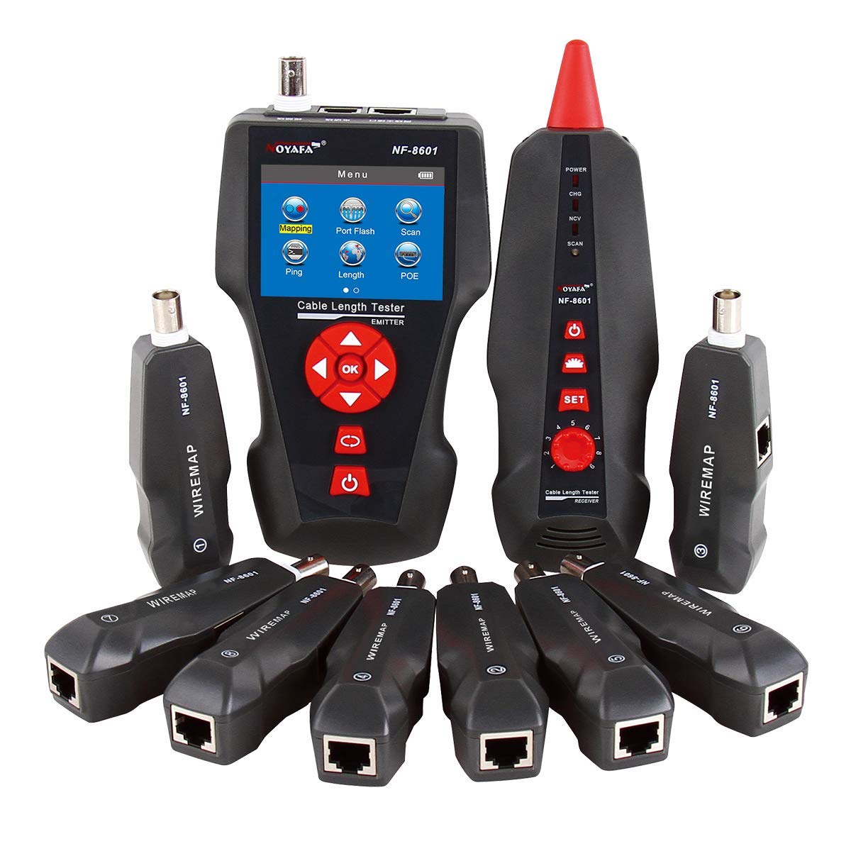 bequest nf-8601w-a multi-functional network cable tester for rj45, rj11, bnc, ping/poe 8 identifier