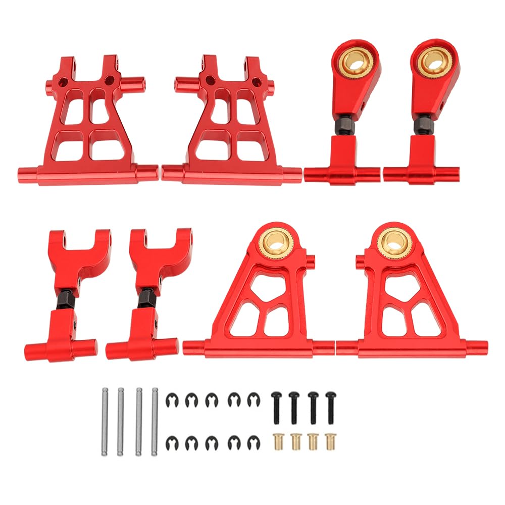 Accessori RC 8 Pezzi in Lega di Alluminio Anteriore e Posteriore Superiore Inferiore Bracci di Sospensione for Tamiya TT02 TT-02 1/10 RC Parti di aggiornamento for Auto Accessori (Color : Rood