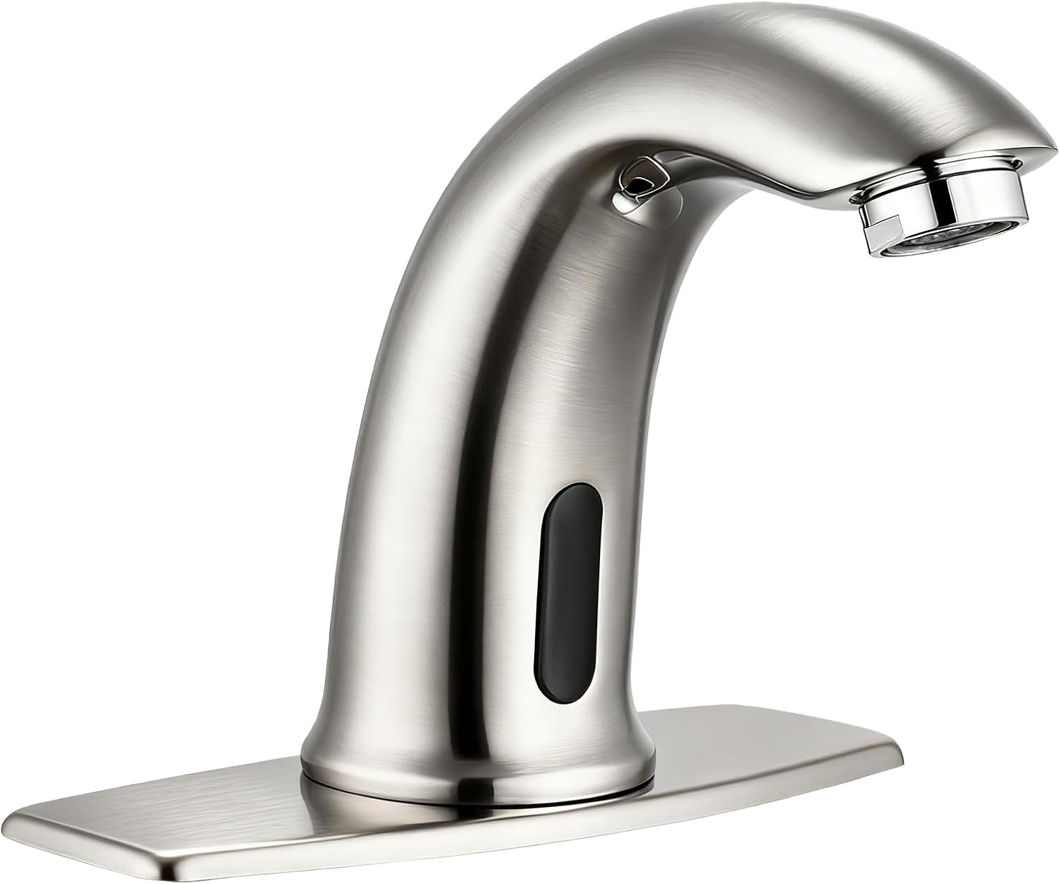 Touchless Bathroom Sink Faucet Automatic Motion Sensor Commercial Bathroom Faucet with Deck Plate,1 Hole or 3 Hole Solid Brass Faucet,AC/DC Powered,Hot Cold Mixer,Brushed Nickel