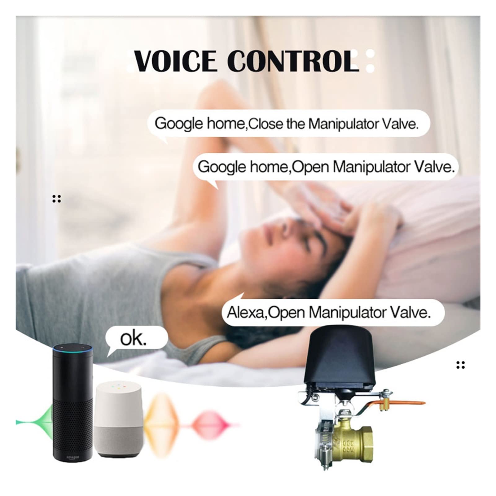 Smart Sprinkler Timer per irrigazione Smart Water Gas Valve Tap Controller Switch Fit DN15 to DN32 Pipe Shutoff WIFI Control Valvola dell'acqua Traccia il traffico e risparmia acqua (Color : US)