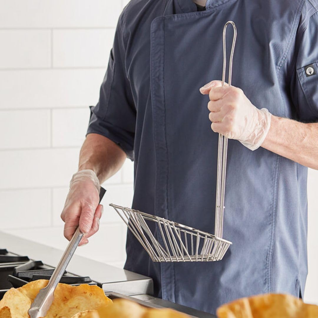 Soro Essentials- Stainless Steel Triangle Taco Fry Basket with 18” Handle Nickel Plated- Kitchen Deep Fry Basket Taco Holder Taco Shells Mold for Frying Taco for Kitchen Burritos Tortillas Restaurants