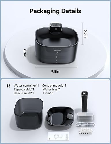 Miniatura 7 de Fuente de agua inalámbrica para gatos sin bombeo y batería desmontable FEELNEEDY Fuente de agua para mascotas con batería de 4 L para gatos y perros