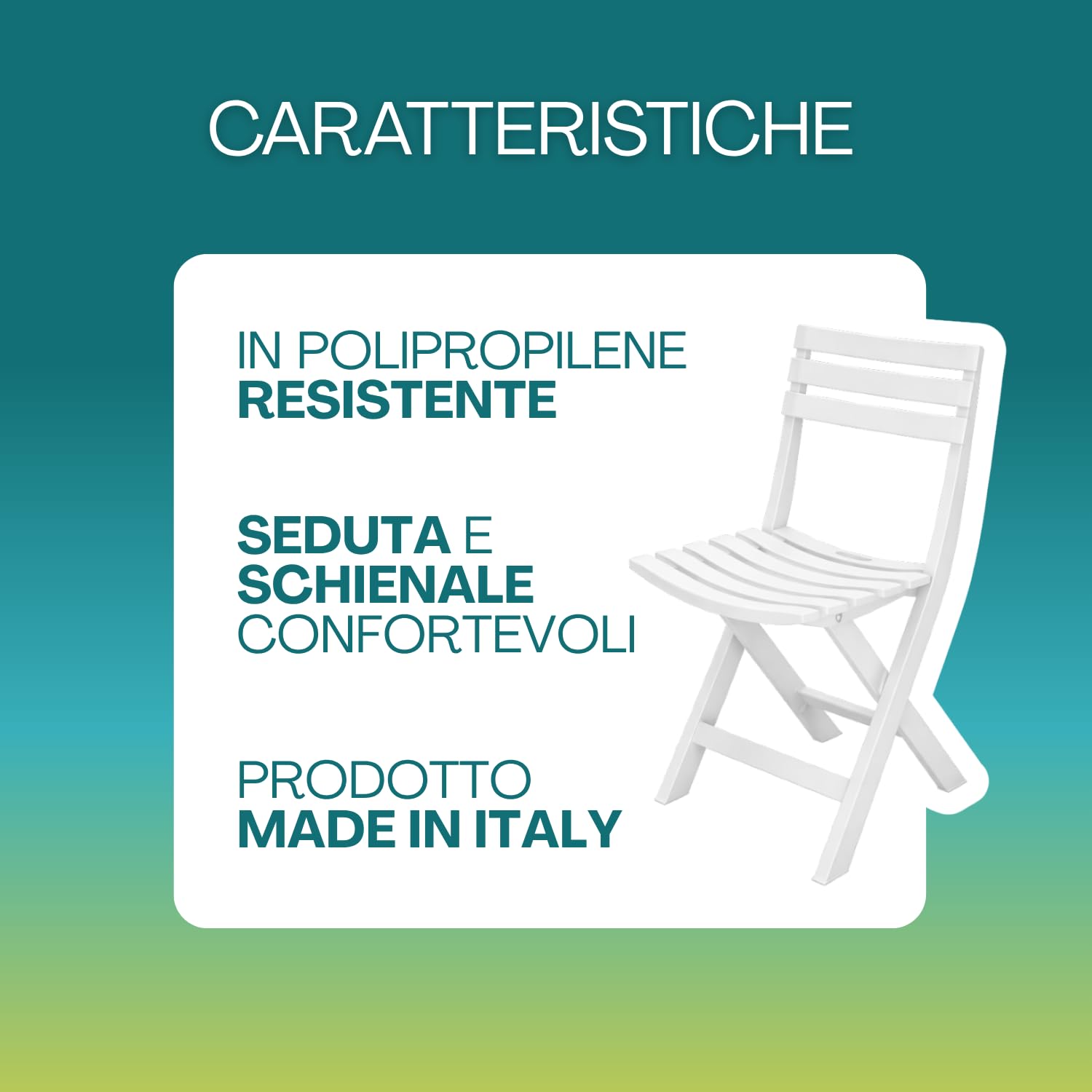 PALUPLUS Set 2 Sedie da Giardino Pieghevoli in Polipropilene, misura 41x44x78 cm, Sedia Richiudibile Senza Braccioli per Esterno ed Interno, Made in Italy -BIRK2739 (Bianco)