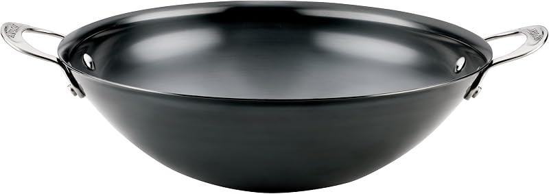 Anolon EverLast N2 Carbon Steel Wok Pan, Induction Wok, 14-Inch, Black