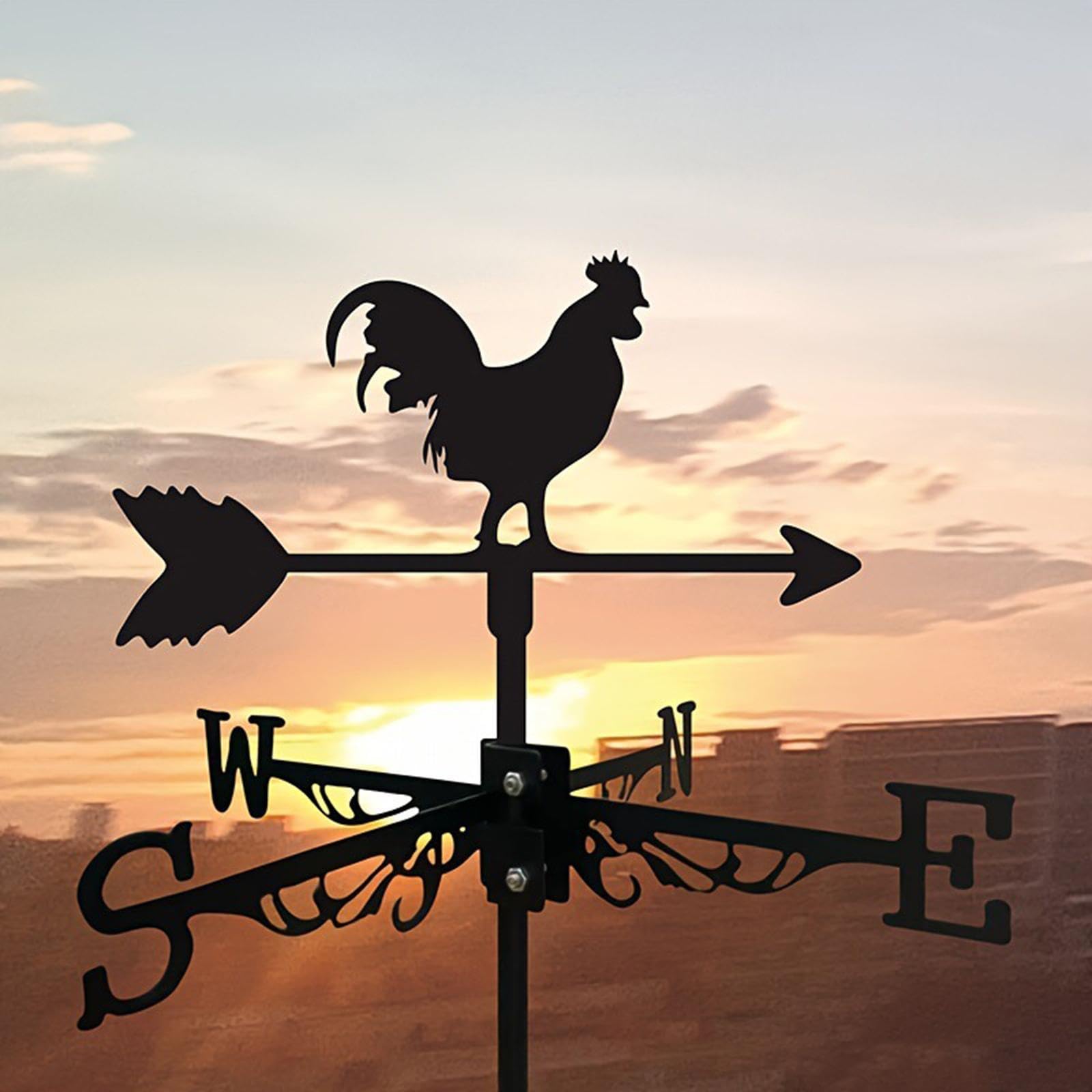 STYLEHEAVEN Rooster Weathervane Roof Decor Wind Direction Indicator for Garden Lawn Yard-image-4