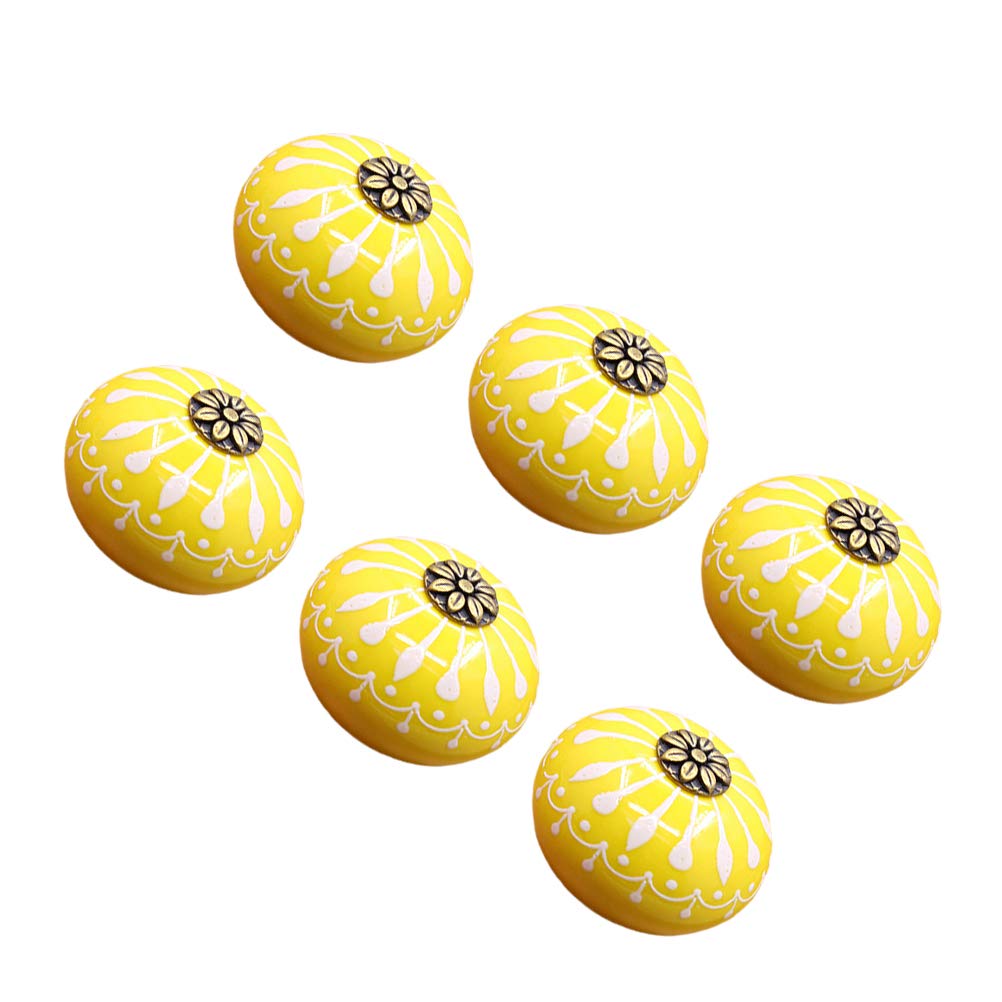 6 Pezzi durevoli Senza Base Maniglia della Porta Maniglia della Porta Armadio cassetto dell'Armadio manopole Pull Maniglie mobili Hardware con avvitamento (Giallo)