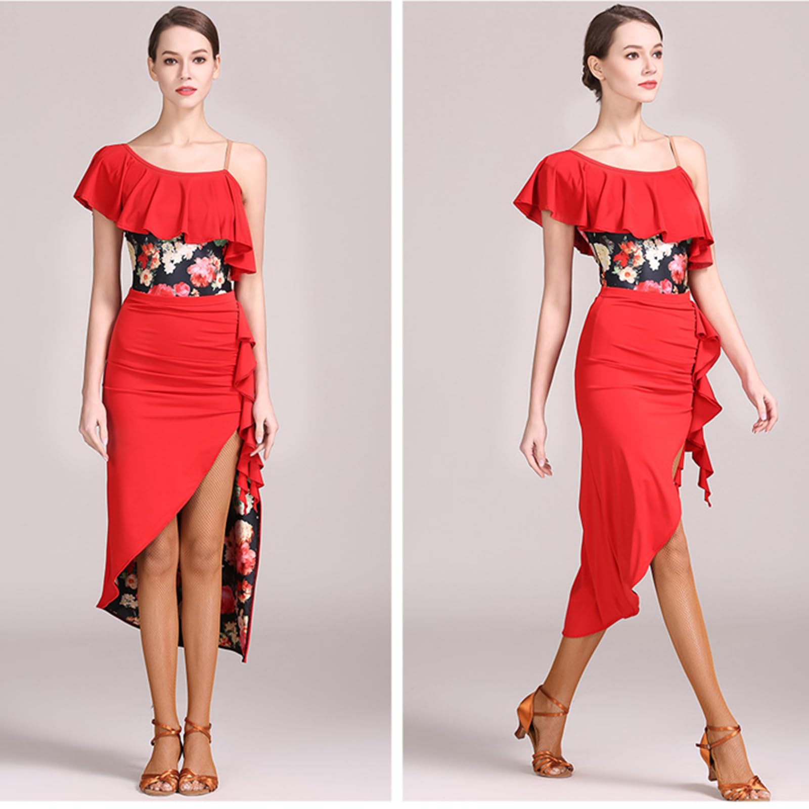 Damen Tanzkleid Lyrisch Pailletten Glitzer Ballettkleid Ärmellos Chiffon Modern Trikotkleid Latein Contemporary Bühnenanzug Kostüm