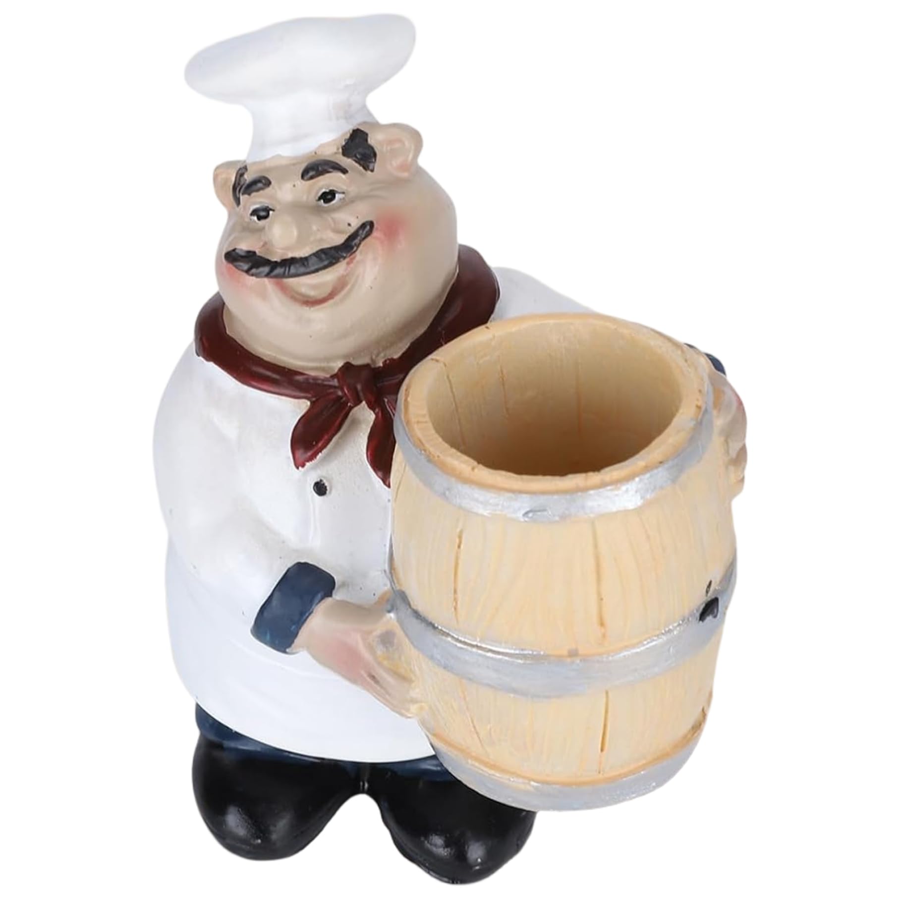 Licsaliwe Chef Figurine - Fat Chef Kitchen Decor, Resin Figurine Toothpick Holder with Barrel, Cute Statue for Home Cafe Restaurant