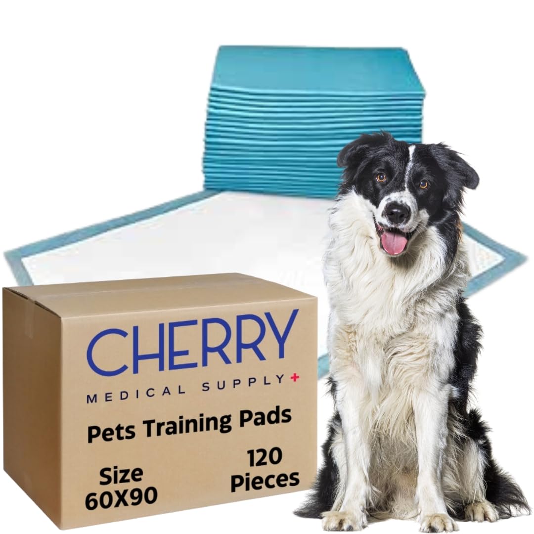 Cherry Medical Supply 120-Pieces Packed in 12 Pouches 60 cm x 90 cm XL Pet Training Pads Puppy Pads Super Absorbent Pee Pads for Dogs, Leak-Proof Potty Training Pads for Puppies Cats Rabbits Pet Pads