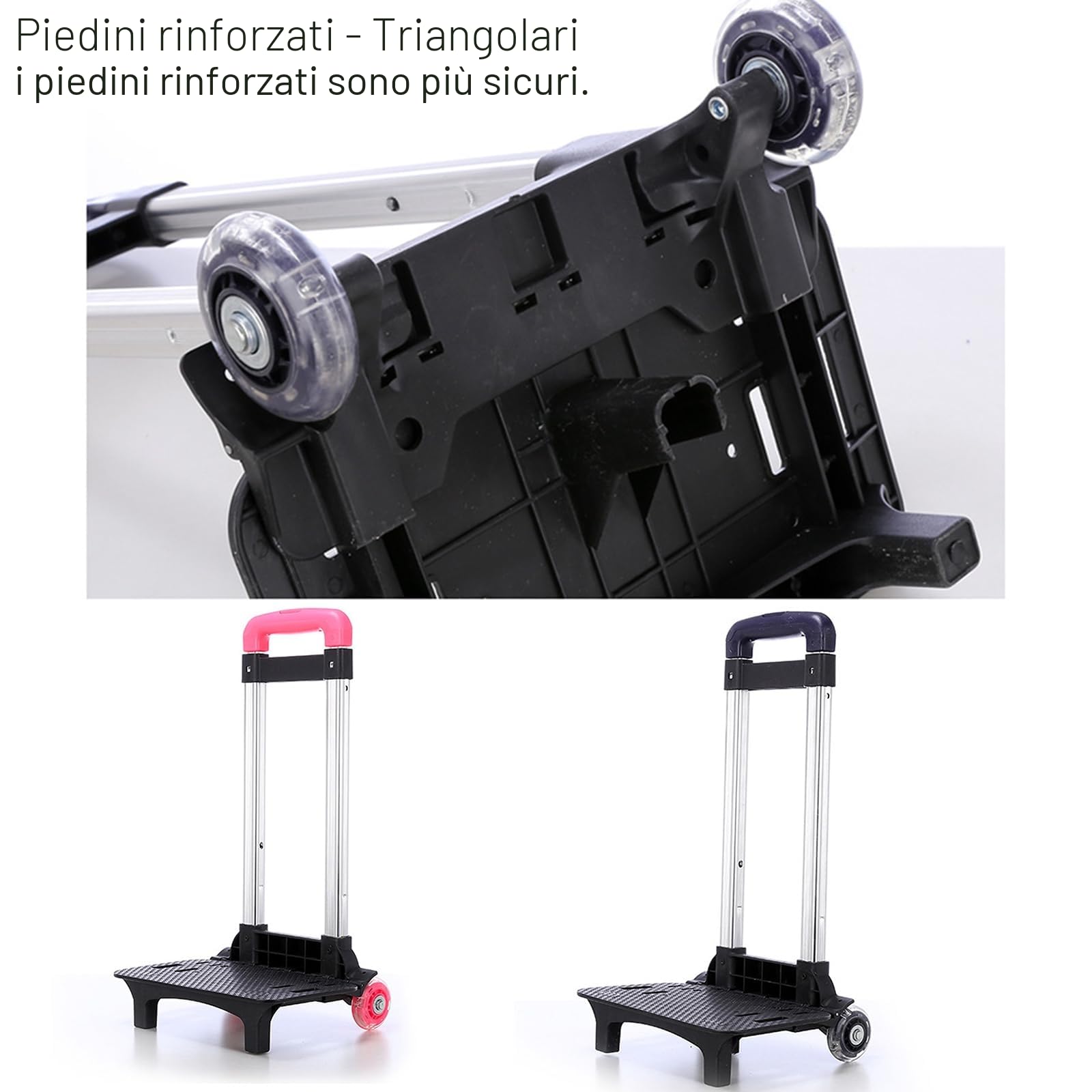 Carrello Pieghevole Carrello per Zaino Trolley Durevole in Lega di Alluminio Bagaglio per Studenti Carrello a Mano per Borsa da Scuola