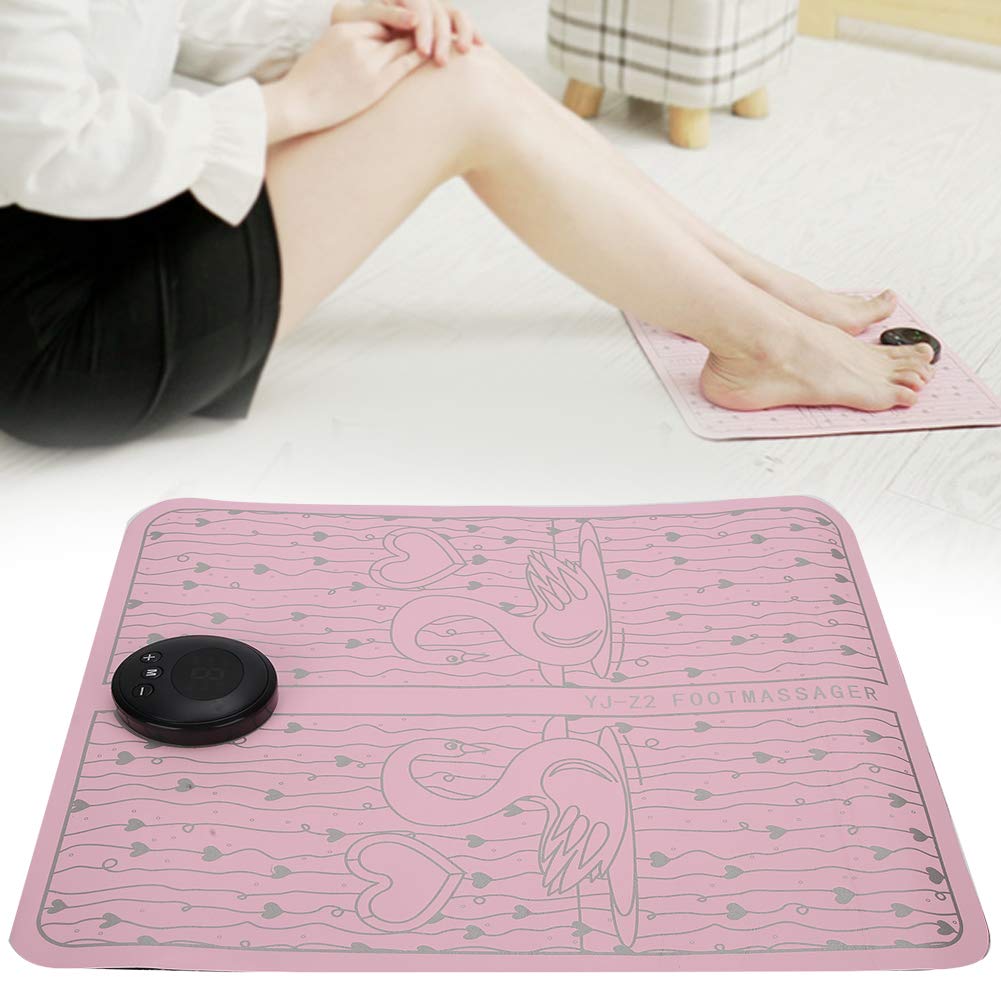Tapis de massage électrique pour les pieds, tapis de massage électrique, chargement USB, coussin de façonnage des jambes, 6 modes, 9 forces (rose)