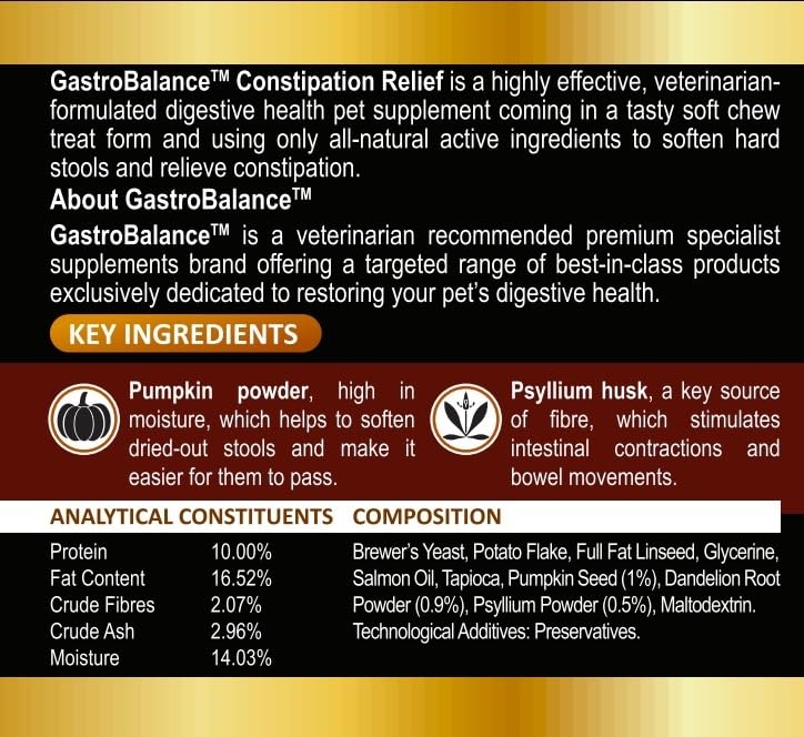 GastroBalance linderung verstopfung beim Hund – 60 weichen kausnacks abführmittel für Hunde 100% natürliche Wirkstoffe - Hühnergeschmack (English)