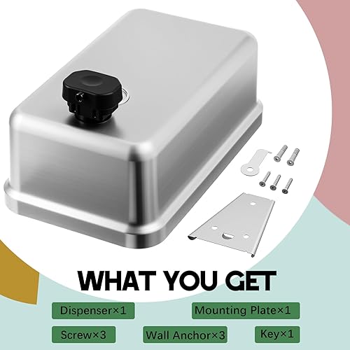 Miniatura 3 de Maxdot Dispensador de jabón comercial de acero inoxidable de 37 onzas37.2 fl oz, montaje en pared con bomba manual antifugas para el hogar, baño,