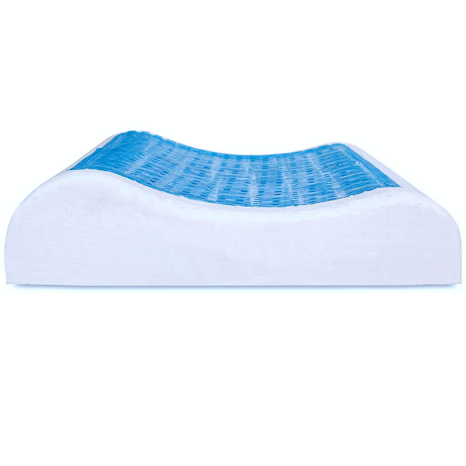 EVERGREENWEB - Coppia Cuscini Memory Foam con GEL forato Traspirante Anallergico Doppia Onda Ortocervicale 2 Fodere COOLMAX® e 100% Cotone Antiacaro Guanciali Sfoderabili Lavabili in Lavatrice OFFERTA