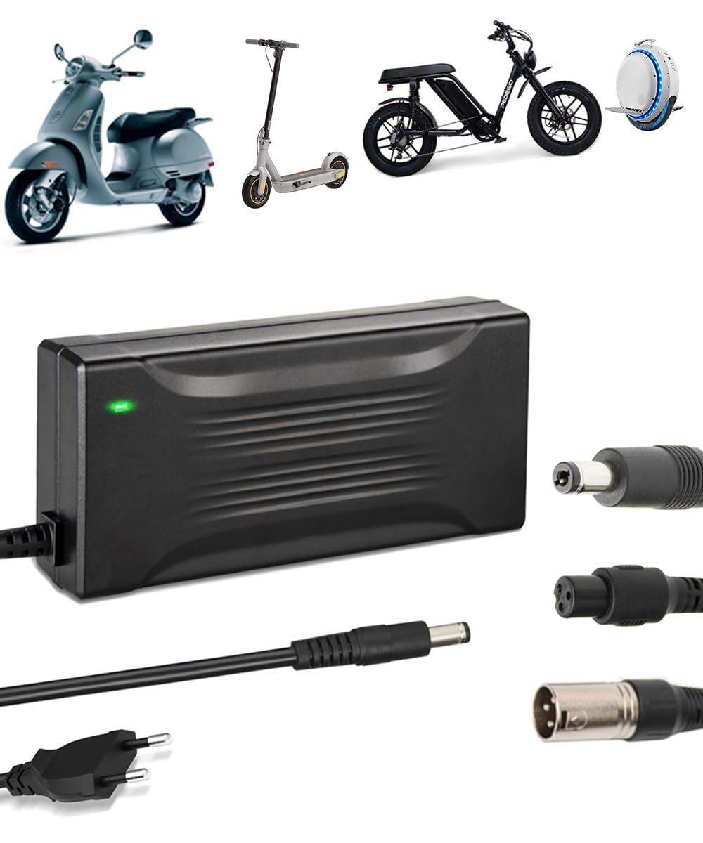 54.6V 3A Cargador de batería para batería de litio con conector XLR para patinete eléctrico Fahrrad, 48V cargador rápido eléctrico para 13S Scooter eléctrico autoequilibrado