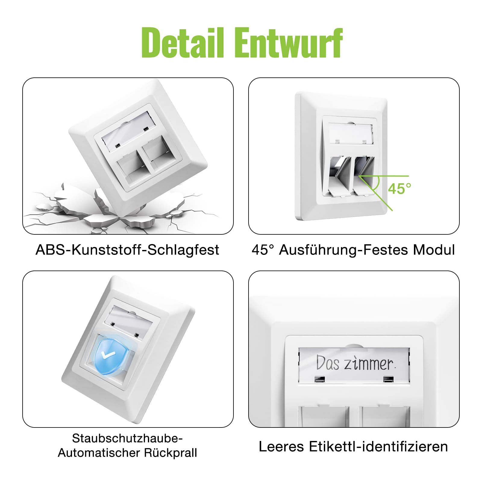 Nedis netwerk inbouw wandcontactdoos | CAT7 | STP | 2x RJ45 | wit