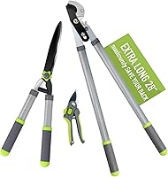 Altdorff 3PCS Garden Loppers Pruning Shears Set - 28" Heavy Duty Anvil Lopper, Hedge Clippers & Bypass Pruner Cuts 2" Thick Branches