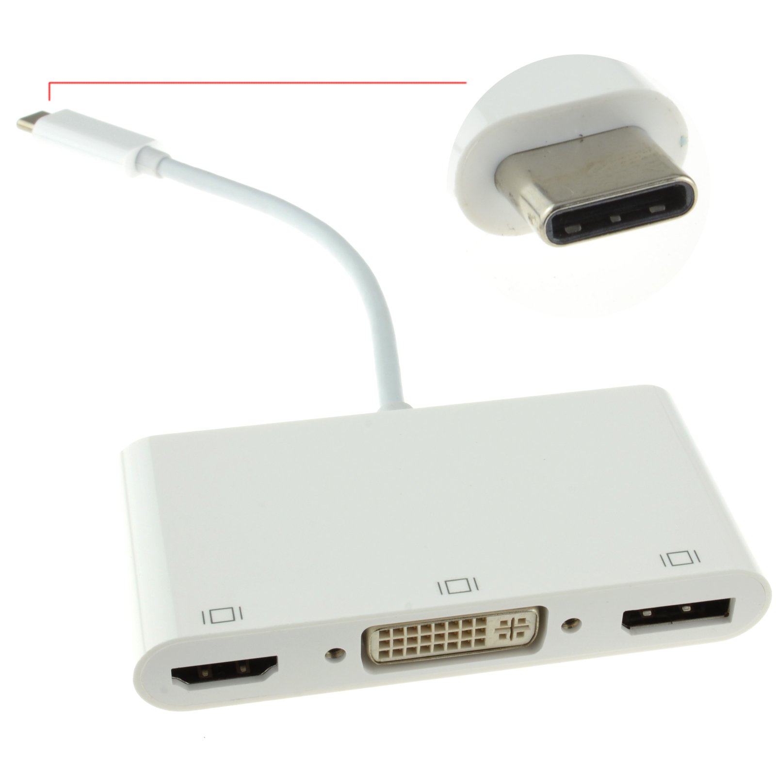 kenable USB 3.1 Type C vers HDMI 4K DisplayPort & DVI 24+5 Adaptateur 15 cm