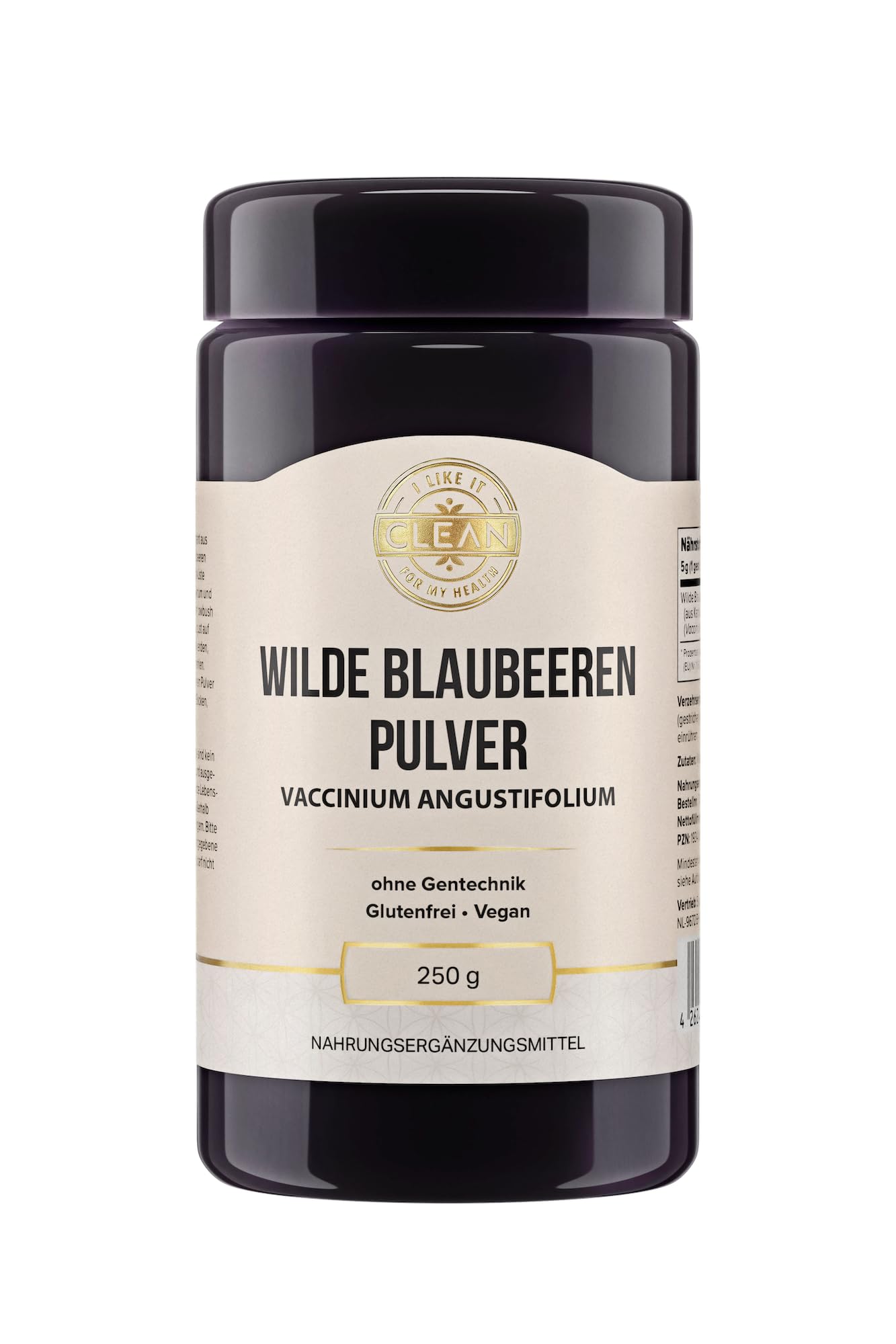 I-like-it-Clean® - Wilde Blaubeeren Pulver (Vaccinium angustifolium) - 250gr - aus unbeührten Wäldern der Ostküste Kanadas - vegan, ohne Hilfststoffe - in Deutschland abgefüllt