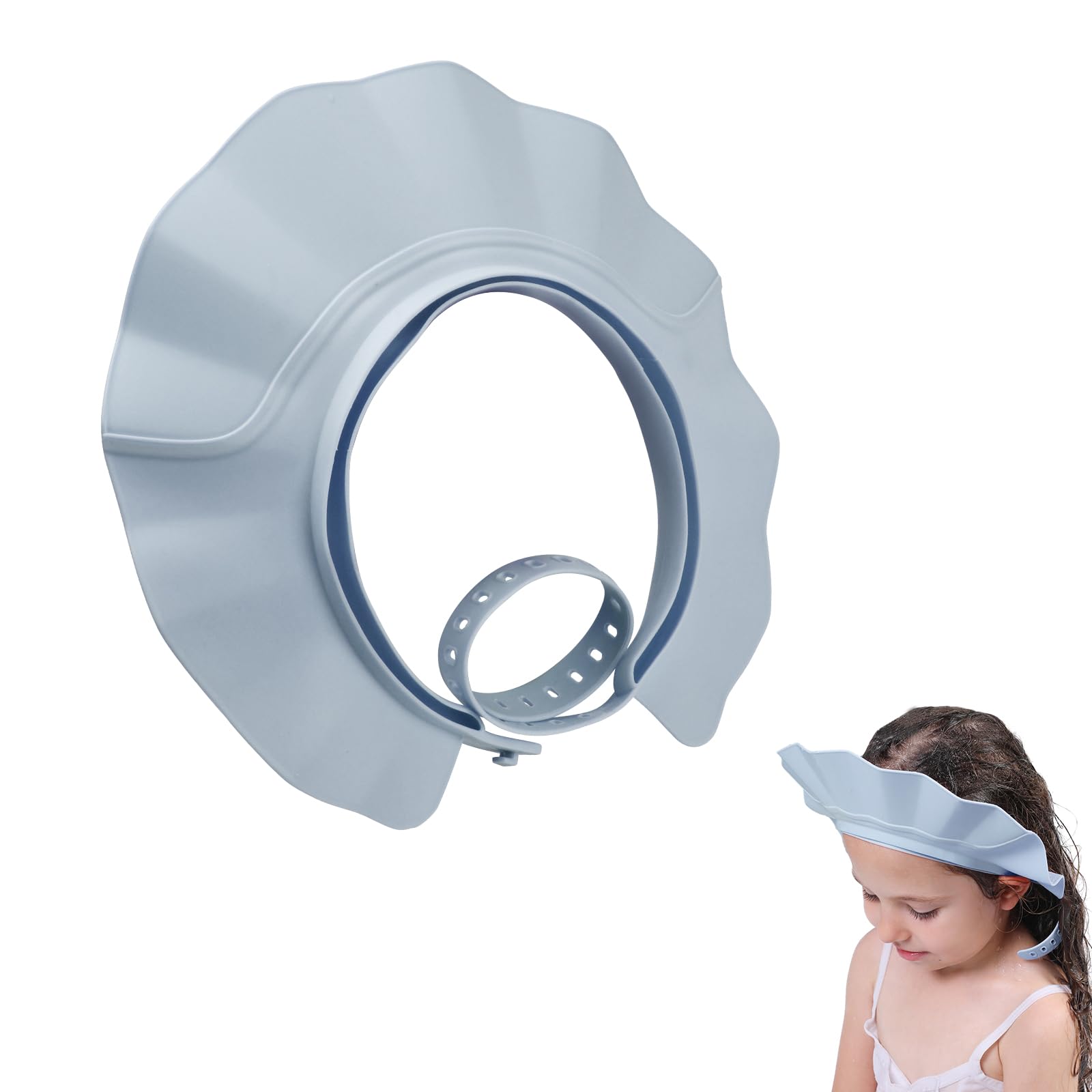 Cappello Doccia Bambini Proteggi Occhi e Orecchie Silicone Regolabile Cuffia Doccia Visiera Shampoo Bambini