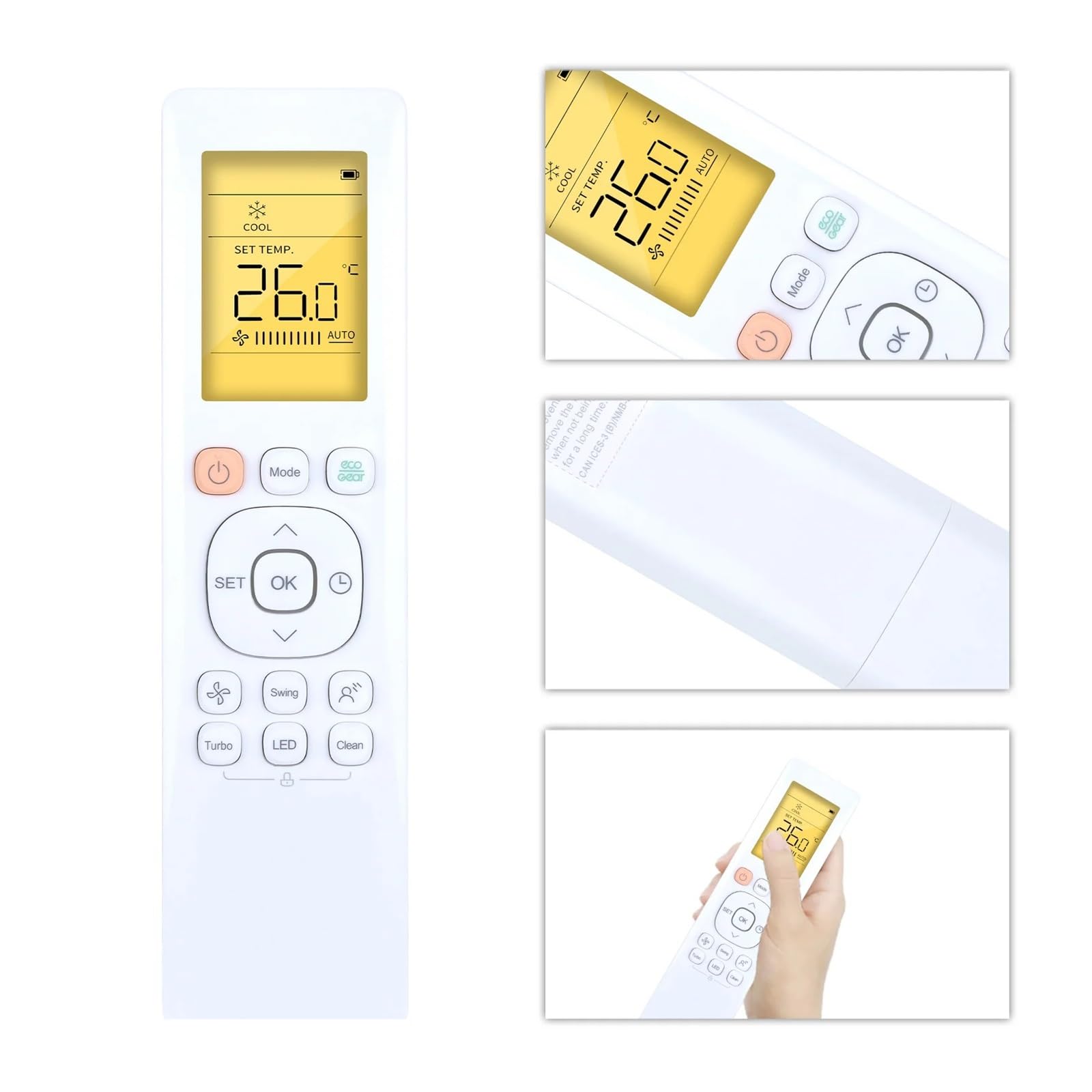 1 telecomando RG10A(D2S)/BGEF for condizionatore d'aria con retroilluminazione