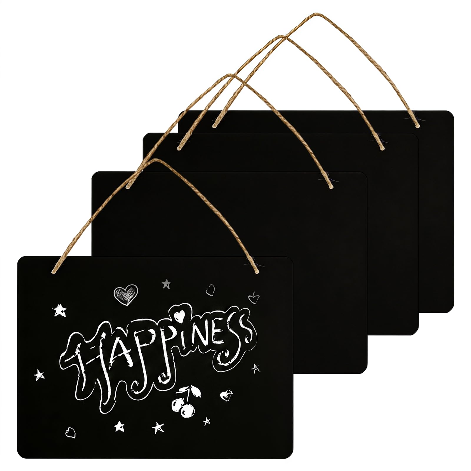 4pcs Chalk Board Hanging, Chalkboard Signs Hanging 23 X17cm with String Blackboard Signs Chalk Board for Wall Small for Walls Store Garden Bars