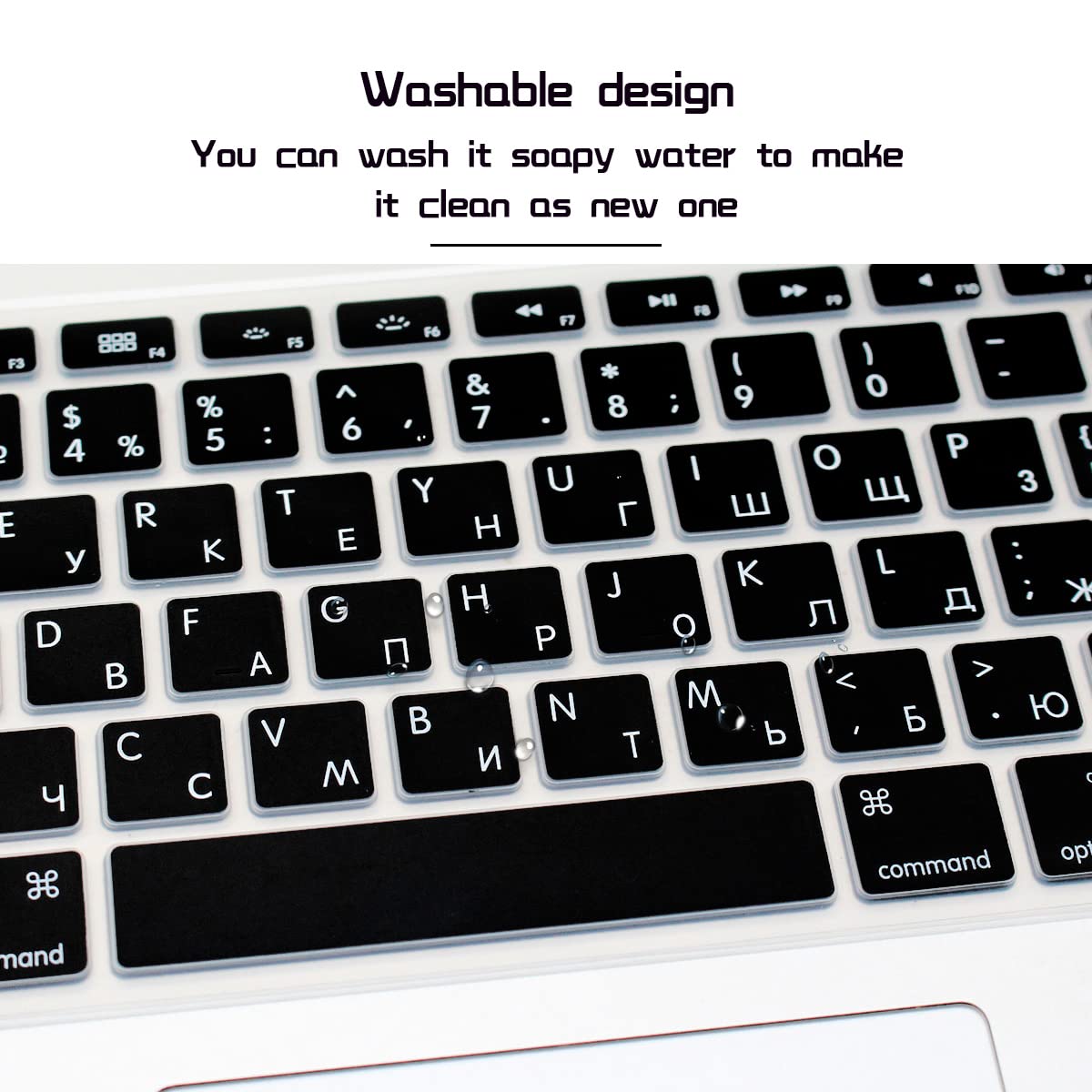 HRH Cover in silicone per tastiera in lingua russa per MacBook Air 13, per MacBook Pro 13/15/17 (con o senza display Retina, 2015 o versione precedente) e per iMac Older USA Layout tastiera Protector-nero