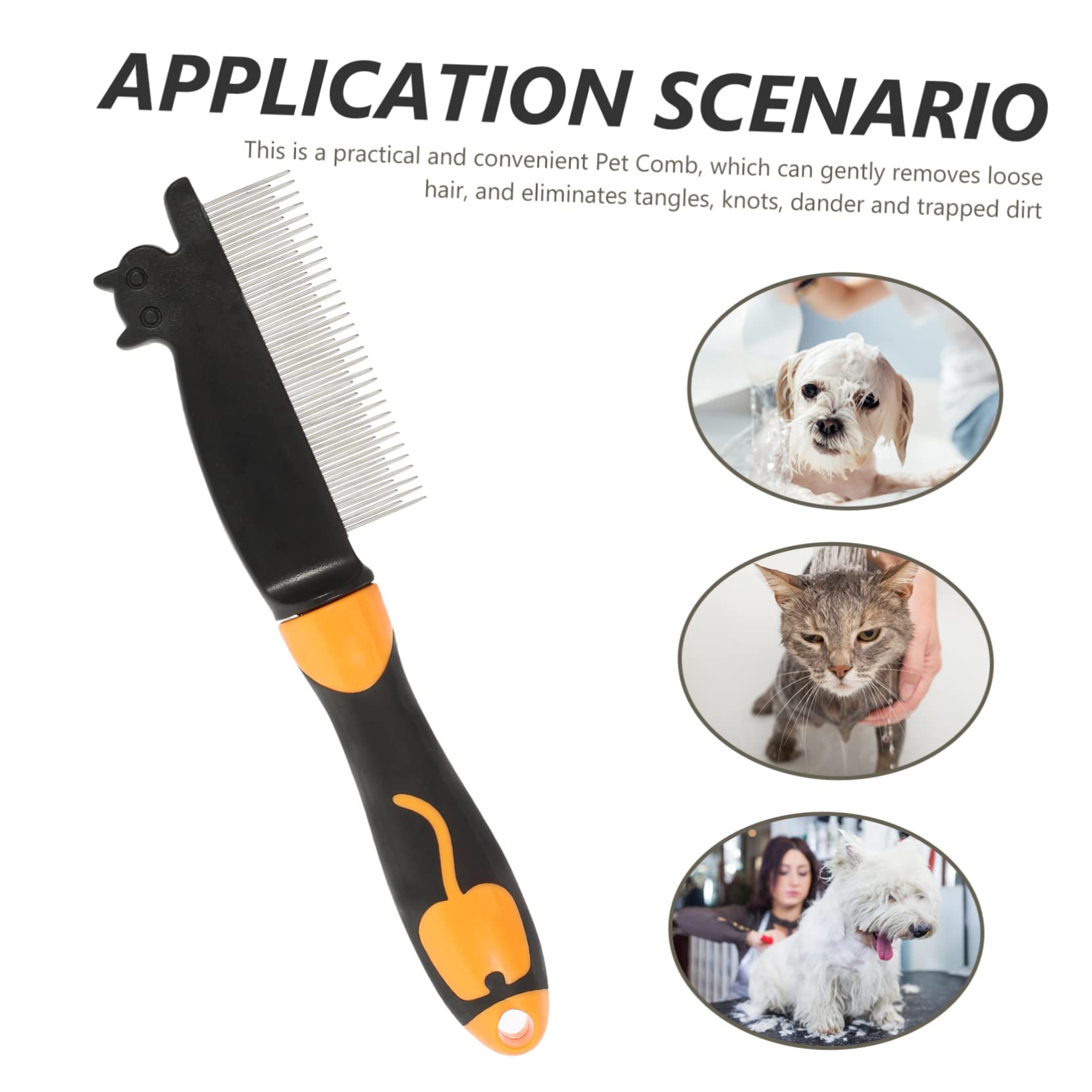 VANZACK 3pezzi Pettine Per Cani e Gatti Con Denti Rotondi Pettine Per Rimozione Pelo Animali Domestici Accessorio Per Toelettatura Inossidabile Design Antiscivolo Per Massaggio e Del Pelo