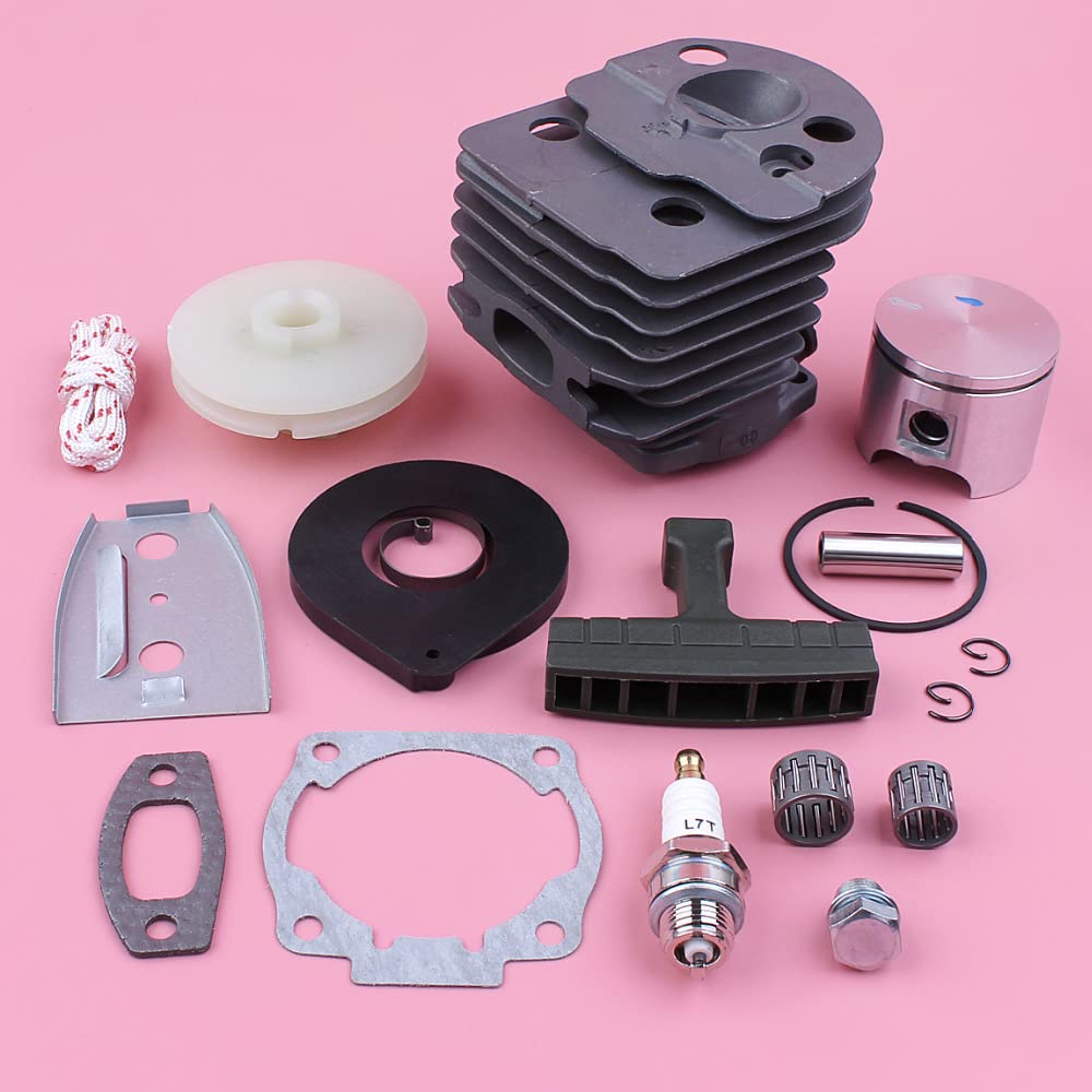 Kit de pistón de Cilindro de 46 mm, polea de Arranque de Retroceso, Resorte, Mango, Cuerda de Agarre, Apto for Motosierra 55 51, Repuesto