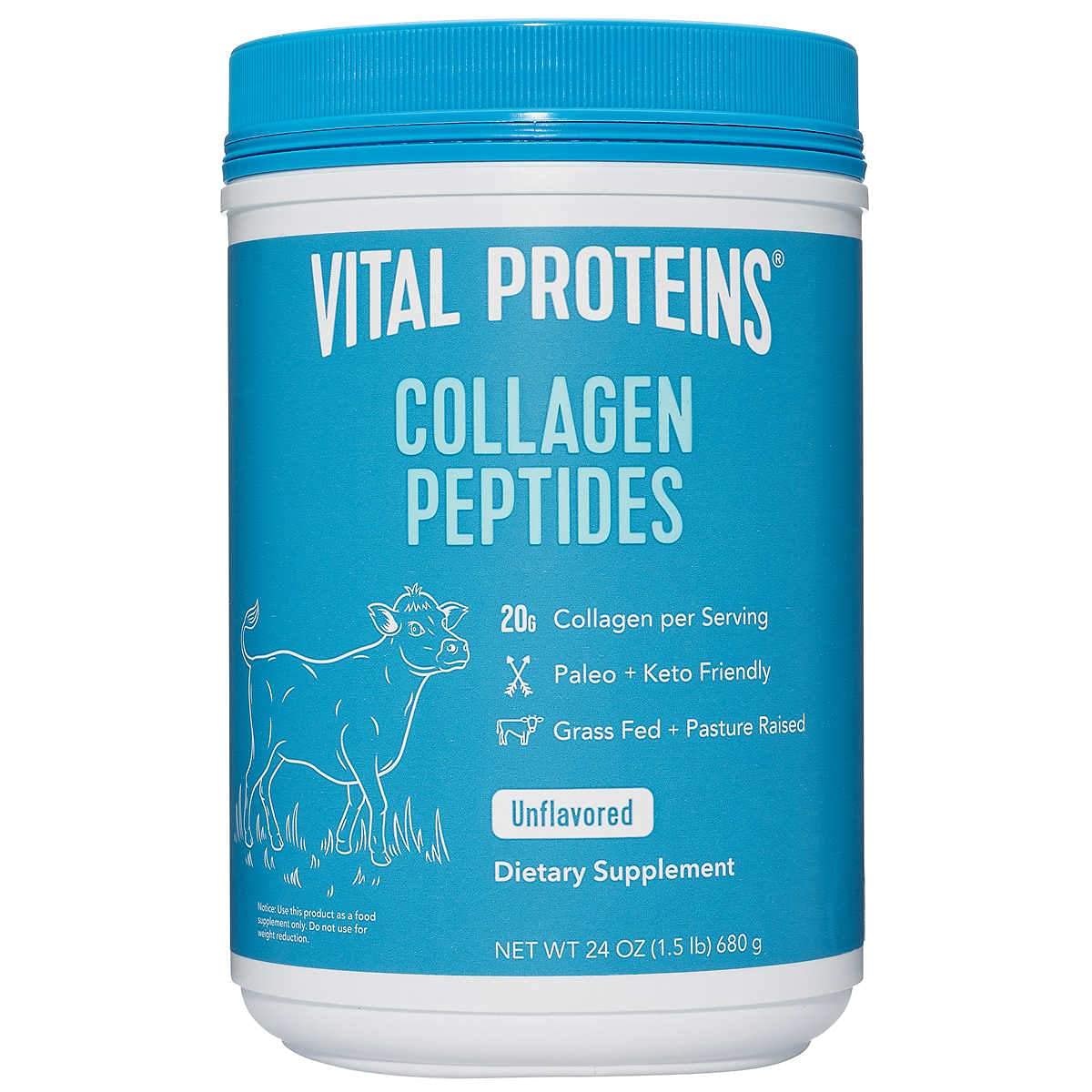 Vital Proteins Collagen Peptides Unflavored Dietary Supplement (Net Wt 24 Oz), Unflavored 34 Servings (Pack of 1)
