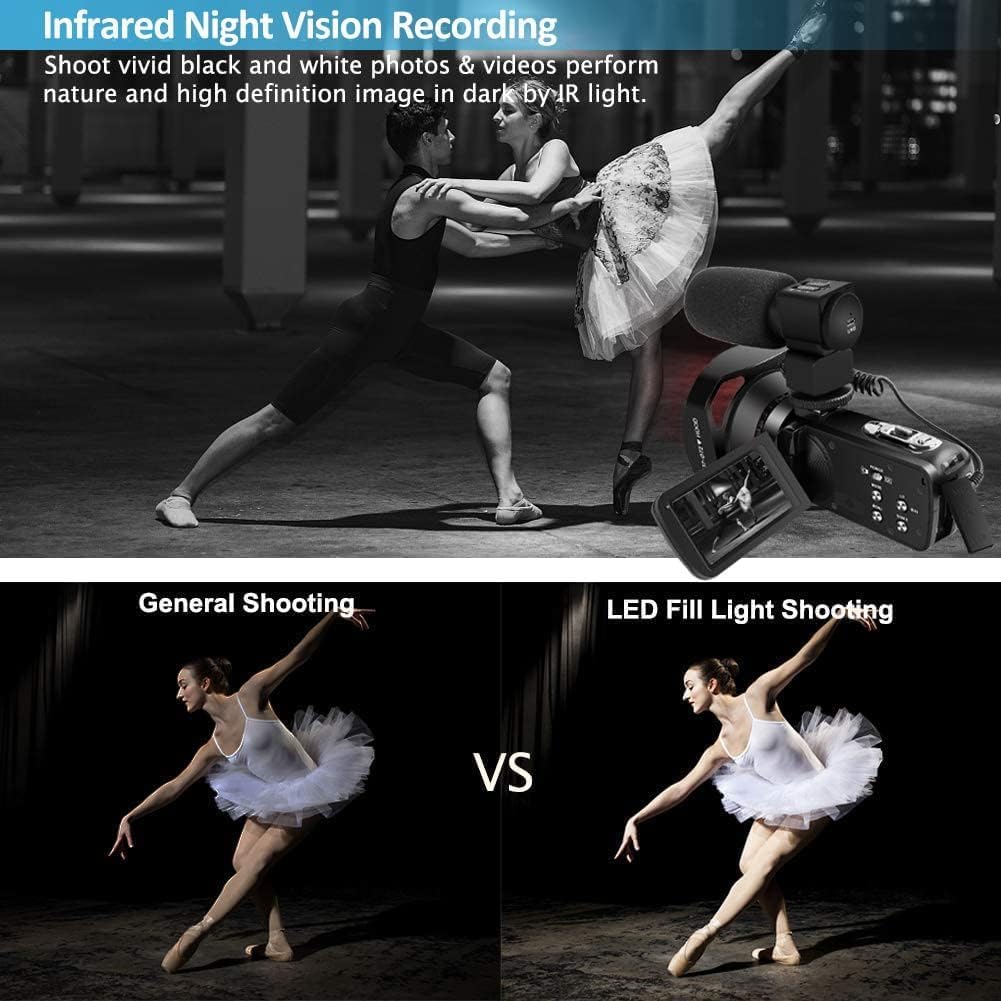 Comparison of general shooting versus LED fill light shooting, and infrared night vision recording
