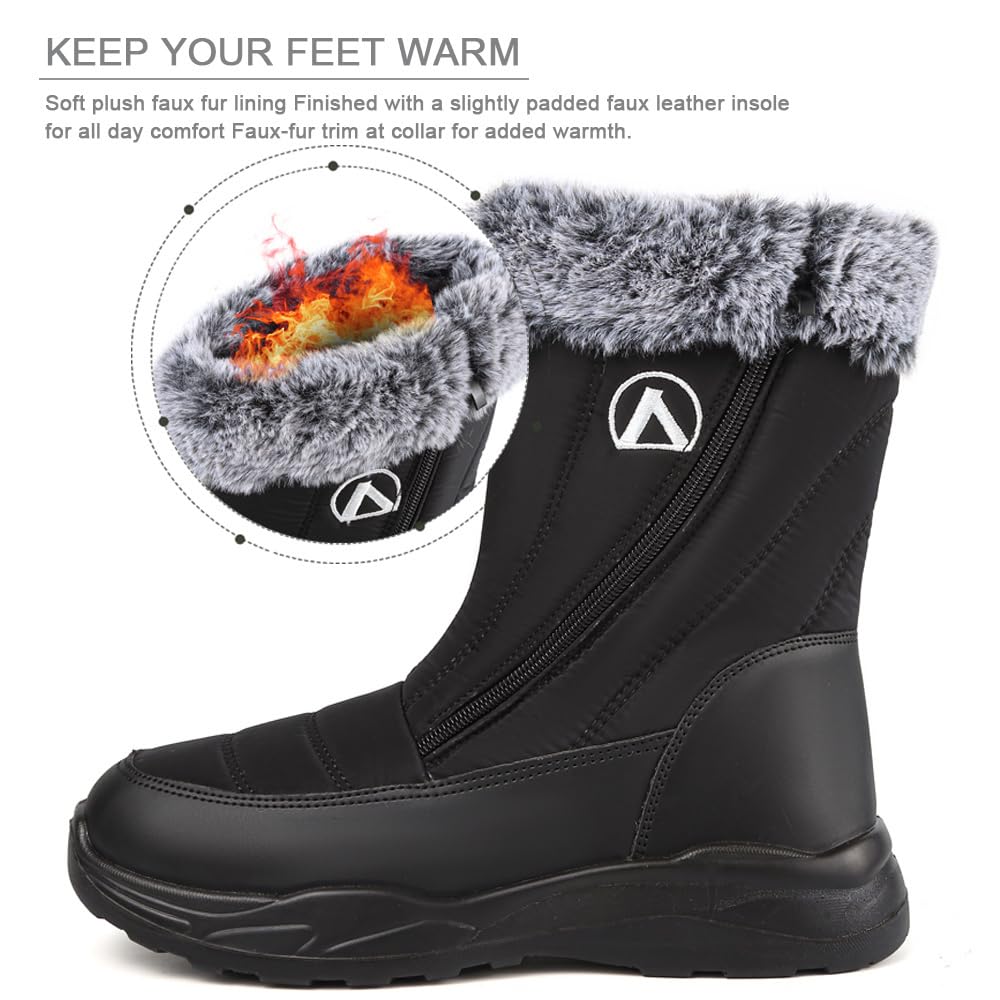 VTASQ Stivali Donna Uomo Stivali da Neve Foderata Pelliccia Caldo Antiscivolo Stivaletti Impermeabili Invernali All'aperto Scarpe Trekking