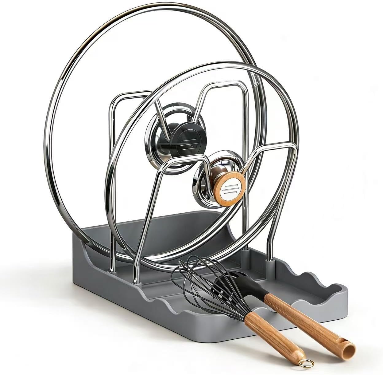 Pot Lid Rack, Cutting Board & Utensil Holder Black