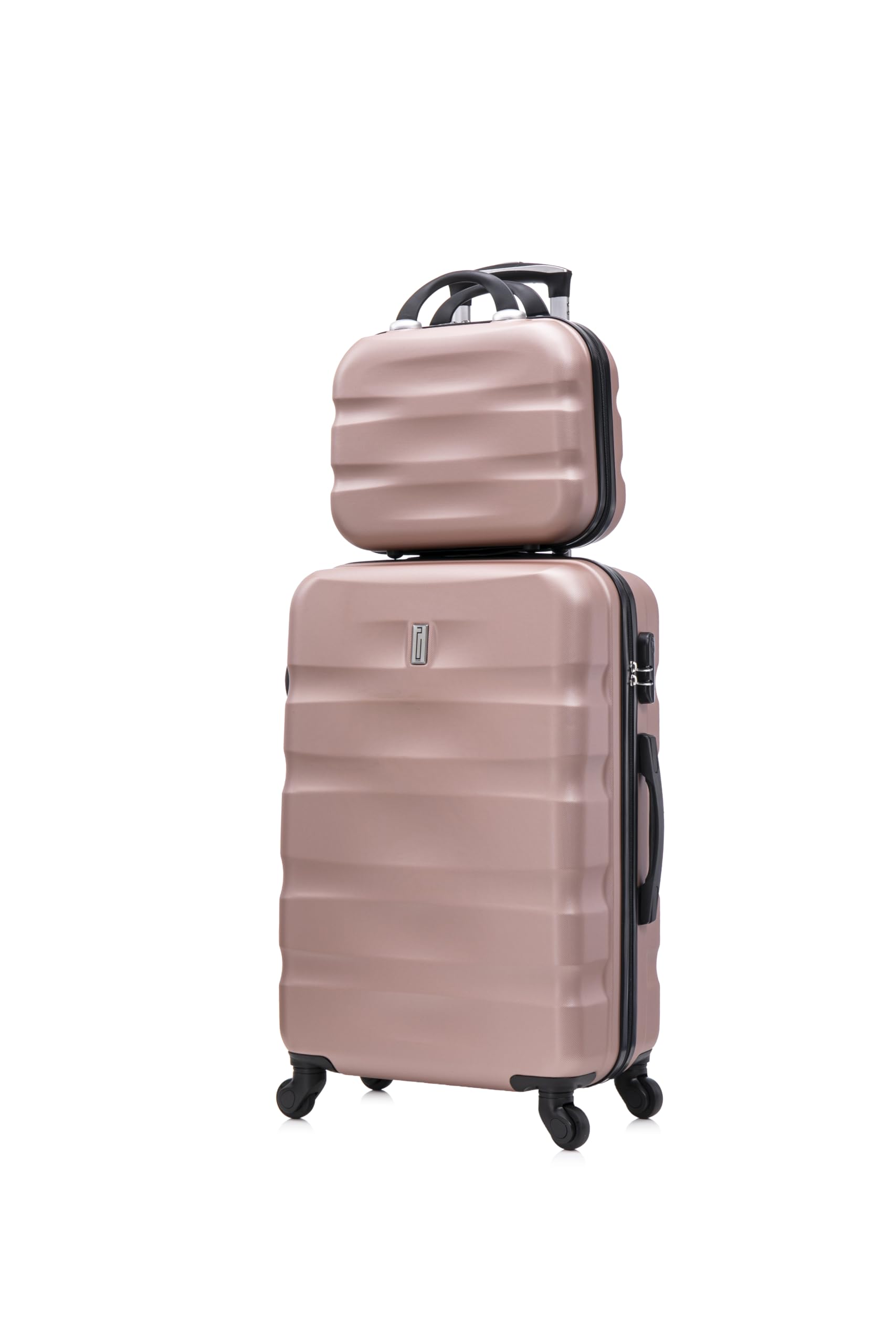 CELIMS - Set Valigie | Valigia Grande 23 kg Rigida Oro Rosa + Beauty Case da Viaggio 35cm | Valigia da Stiva 75cm | Valigia XL | Trolley Grande 75cm con 4 Ruote