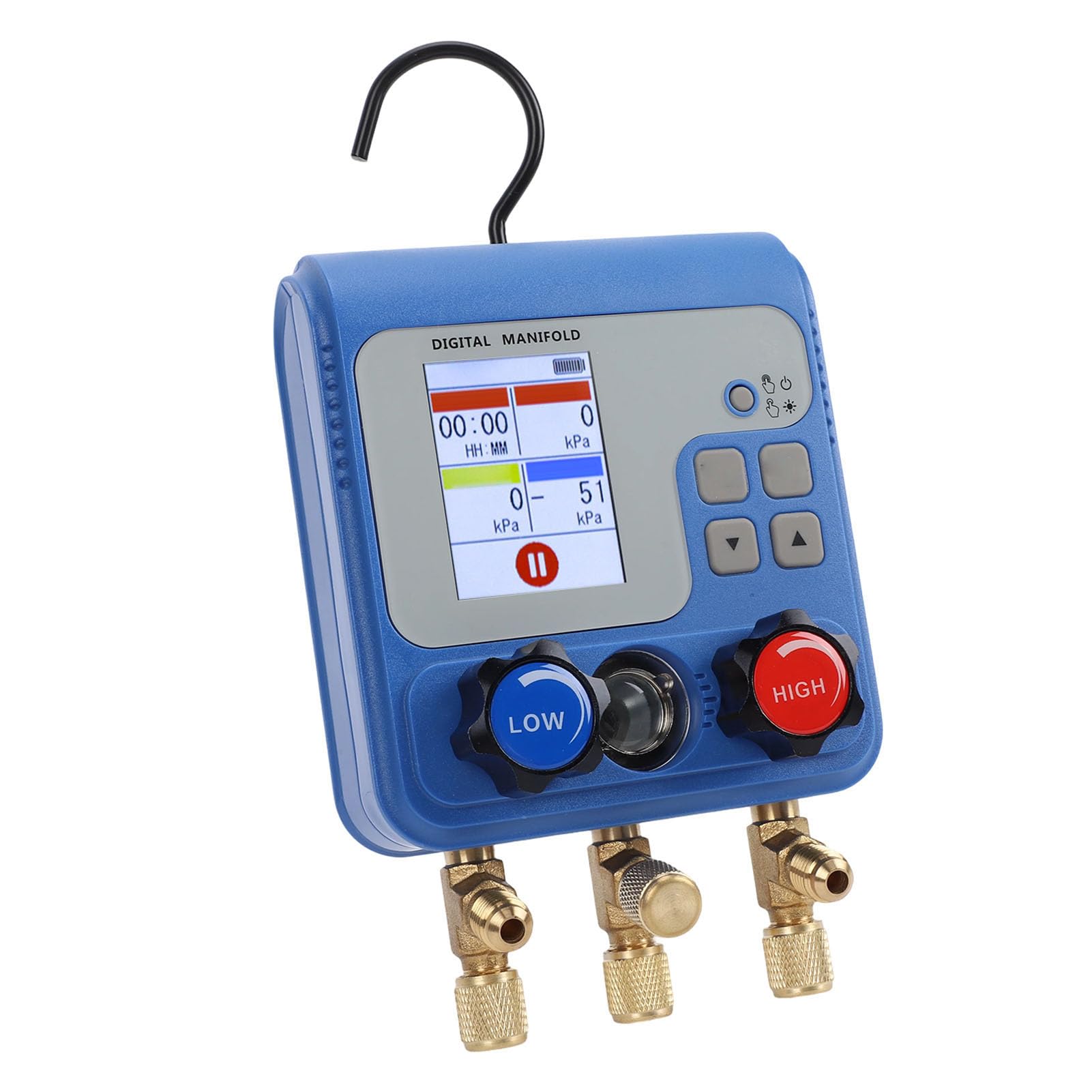 Gonetre Digitales HVAC-Verteilermessgerät, 94 Kältemittelfarben-Druck-Vakuummeter mit Zwei Displays und 3 Anschlüssen für Automatisches AC-System
