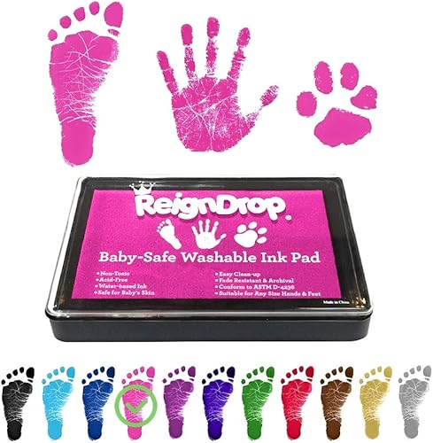 Reigndrop - Almohadilla entintada para impresión de huella de bebé huellas de mascotas con tinta para obtener huellas de recuerdo producto no tóxico