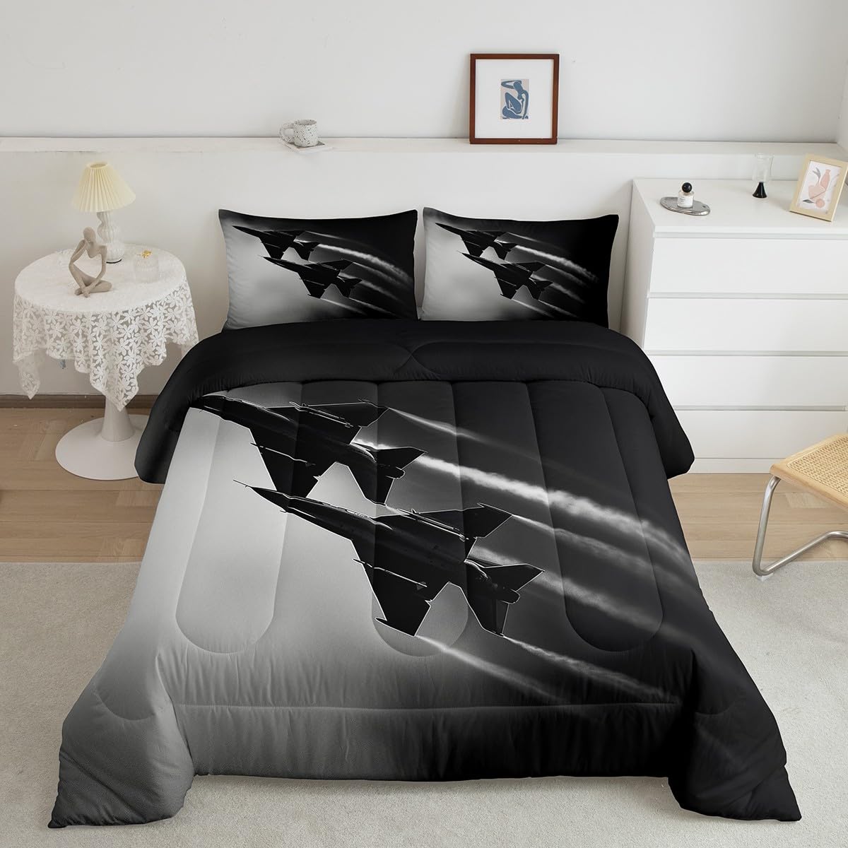 Parure de lit avions de chasse lit double enfant confortable