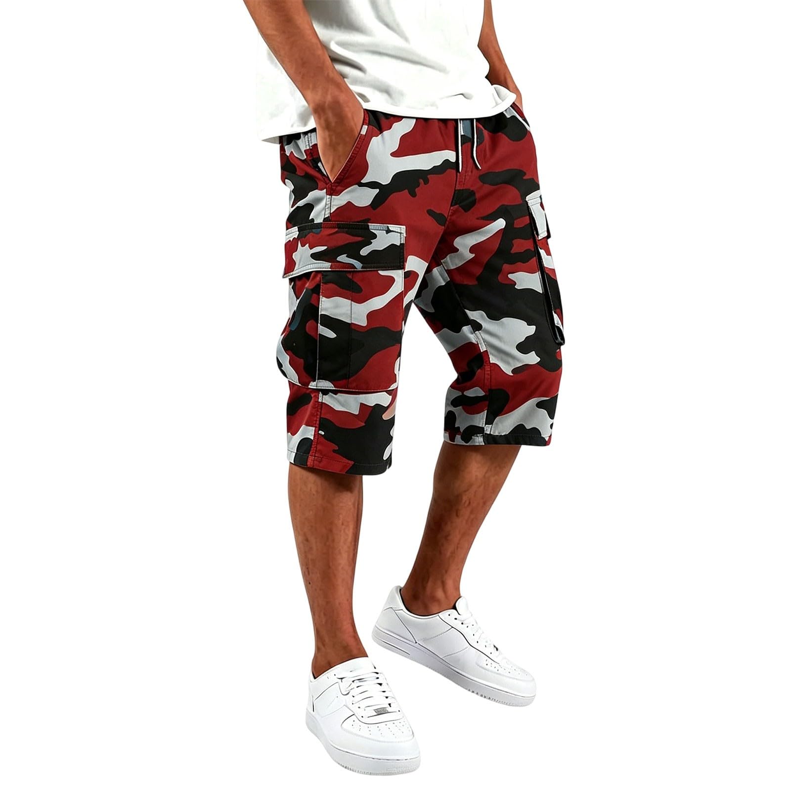 Short de travail pour homme, motif camouflage, hip-hop, surdimensionné