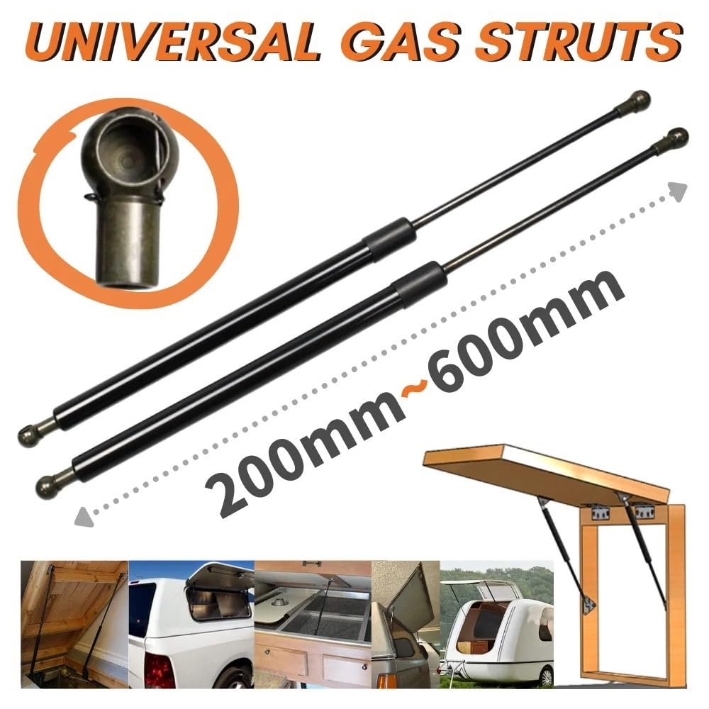 Gasdruckfeder Heckklappendämpfer 2PCS 100KG/220Lbs/980N 8 "~24" Gasdruckfedern Bar Schock Quellen Heben Unterstützung Boot Motorhaube Schrank Caravan Tür Luke Boot Bus Fenster(20inch 508mm)