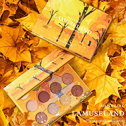 Lamuseland Matte Shimmer Eyeshadow Pallete Long Lasting Glitter Bulk Eye Shadow 12 Colorful High Pigmented Makeup Gift Set For Women Girls (La5002 Maple Leaf) #TOP7