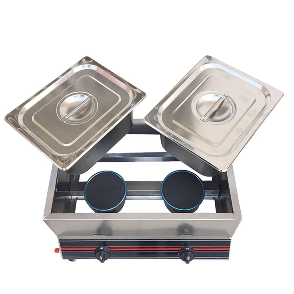 Friggitrice a Gas da 22 Litri in Acciaio Inox, Doppia Vasca, 2 cestelli, Regolazione Manuale della Temperatura, per Attrezzature da Cucina Commerciali, ristoranti e Case
