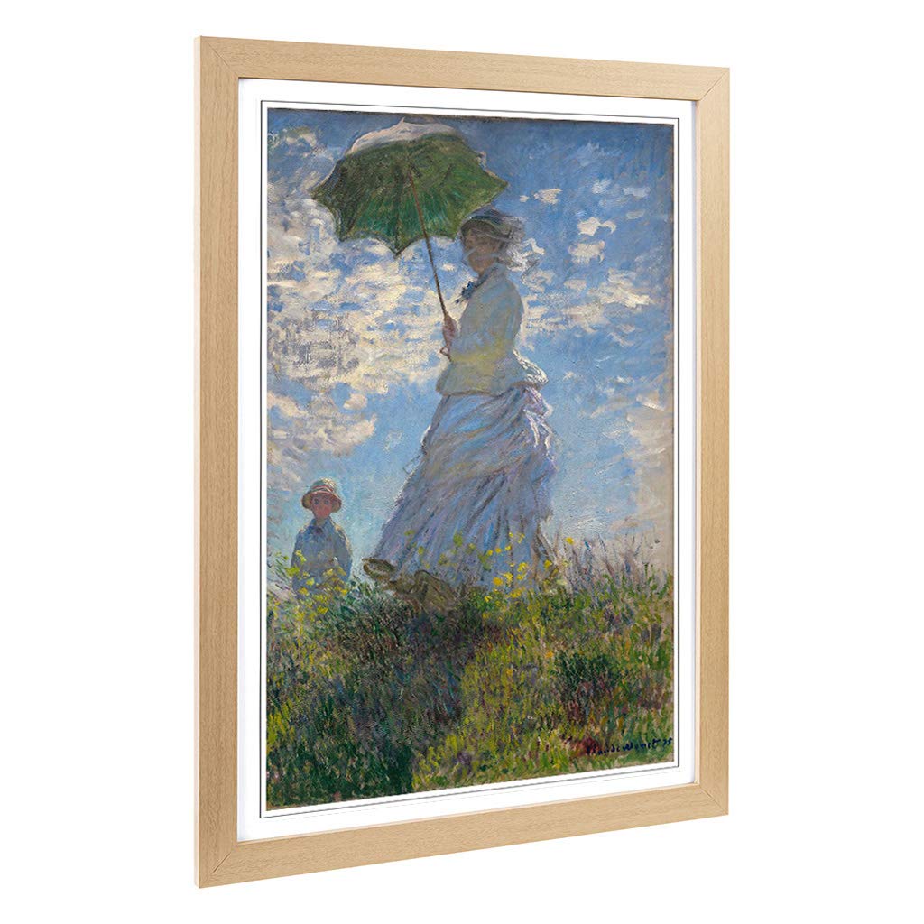 Big Box Art Framed Print of Claude Madame Monet with a Parasol Design | Wall Art Picture | Home Decor for Kitchen, Living Room, Bedroom, Hallway, Oak, A2 / 24.5x18 Inch / 62x45cm