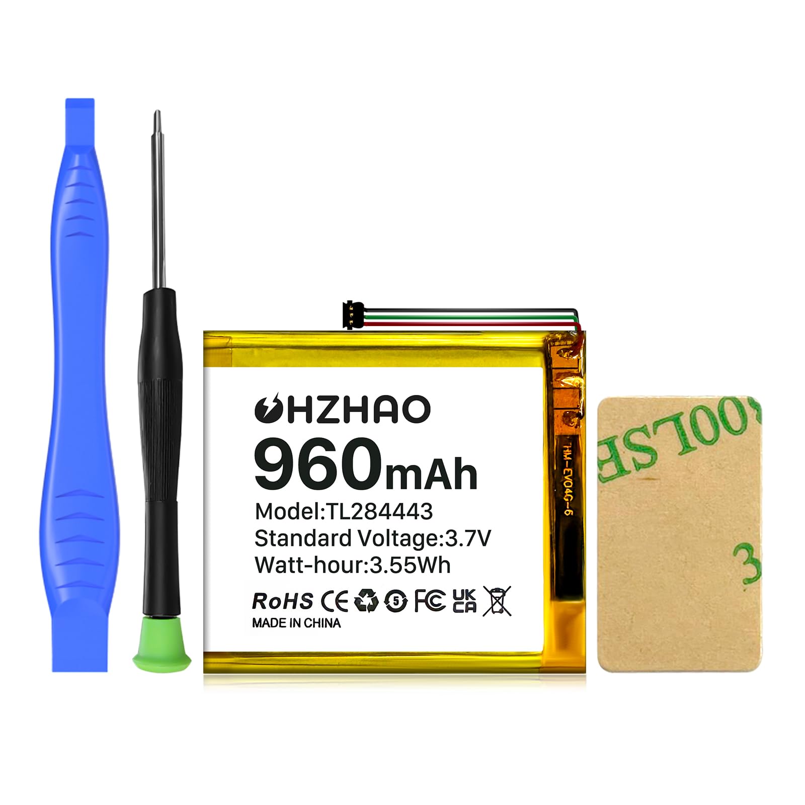 OHZHAO 960mAh TL284443 Battery, 2025 Upgraded High Capacity Li-Polymer Replacement Battery for Nest Learning Thermostat 2nd 3rd Generation, T3007ES, T3008US, T4000ES, A0013 with Repair Tools