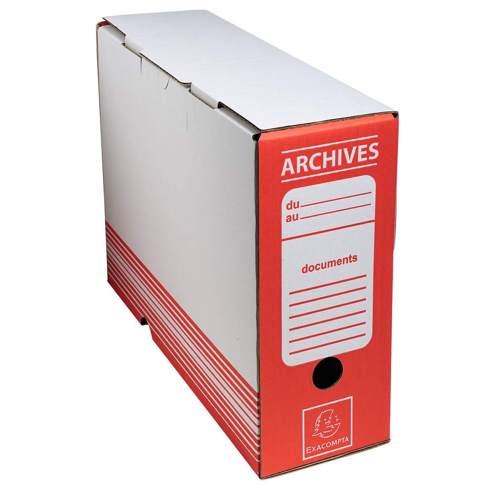 Exacompta 50 Scatole Archivio Kraft Rosso A4 Dorso 80 mm Consegnate Piatte