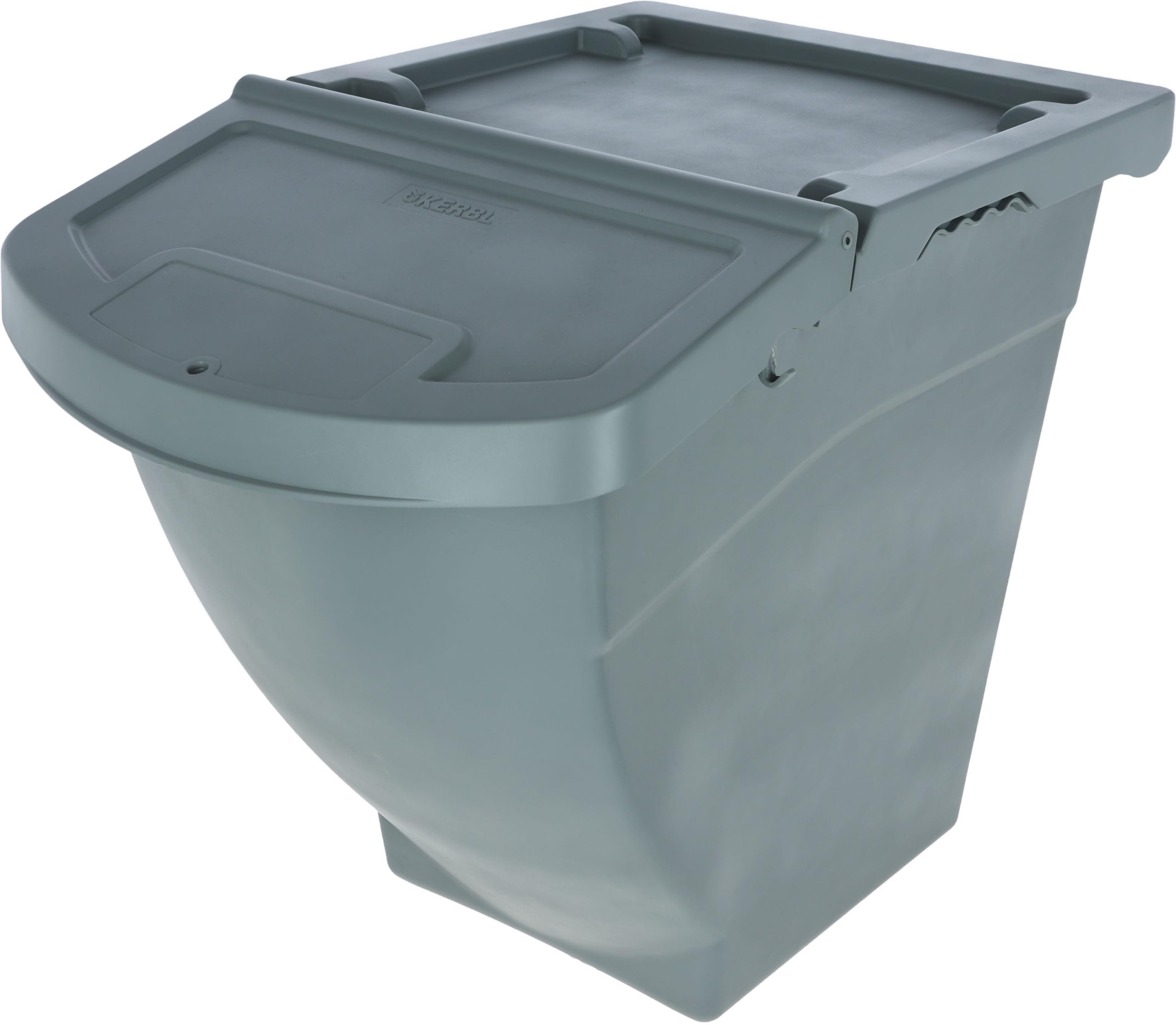 Kerbl Pojemnik na karmę można układać w stos, z pokrywką – 40 litrów (wymiary 57,8 x 39 x 34,5 cm, waga 0,22 kg, kolor szary, tworzywo sztuczne) 3210252