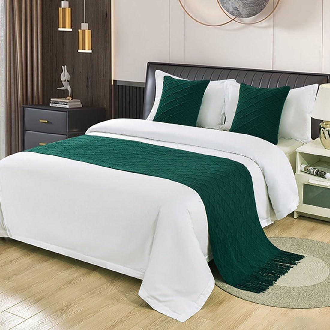 HIQACTLIF Bed Runners & Scarves, Modern Knitted Solid Color Soft no Fading Bed Scarf, Protection for Home Hotel Bedroom Wedding Room