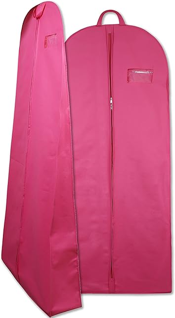 Goal Winners Breathable Wedding Gown Long Dress Bridesmaid Showerproof Garment Clothes Cover Storage Bags - 183cm (72 Inch) With 20cm (8 Inch) Tapered Gusset - Pink