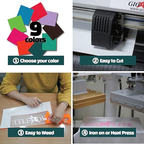 Miniatura 5 de Vinilo termotransferible 3D de 10 x 12 pulgadas, 9 hojas de 9 colores surtidos especiales, paquete HTV para planchar para camisetas compatibles con