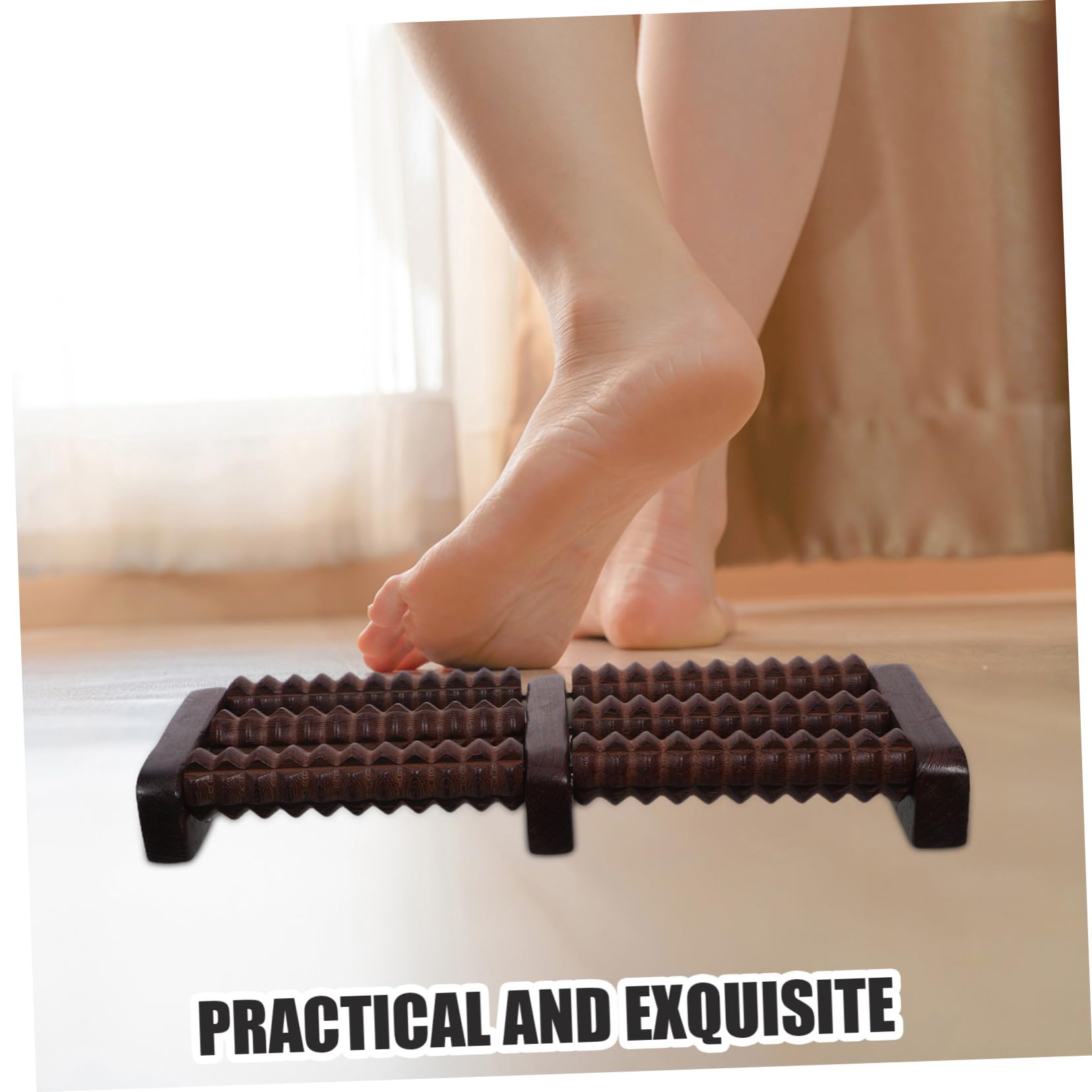 Holz Fußmassage Roller für Tiefe Fußmassage Gerillte Fußreflexzonen-massage Kompakt und Tragbar Schmerzlindernd für Zuhause Büro Reise Muskelentspannung für Mann Frau Senioren